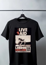 T-shirt uomo cotone nera LIVE AID 1985 vintage rock concert London England