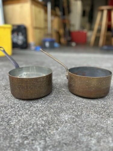 Copper sauce pans - pair, 6.5”