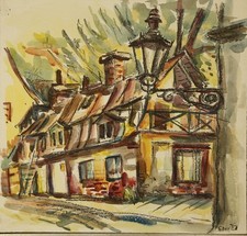 Reiter, Robert (Nato Nel 1932). Vecchia Casa E Lampione. Acquerello Circa 2000