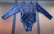 BODY IN VELLUTO MANICA LUNGA BLU CARTA DA ZUCCHERO CON PAILLETES TG 42 VINTAGE