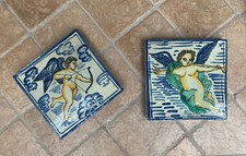 Mattonella 2 mattoni riggiola puttino sovra porta Caltagirone maiolica ceramica