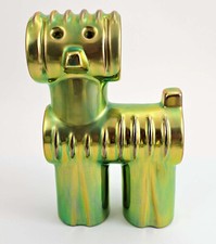 Statuina cane Zsolnay Eosin Art Deco - tono oro