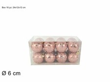 Serie 16 Palle Palline Albero Di Natale Rosa Antico Ghiaccio 6cm Addobbi dfh