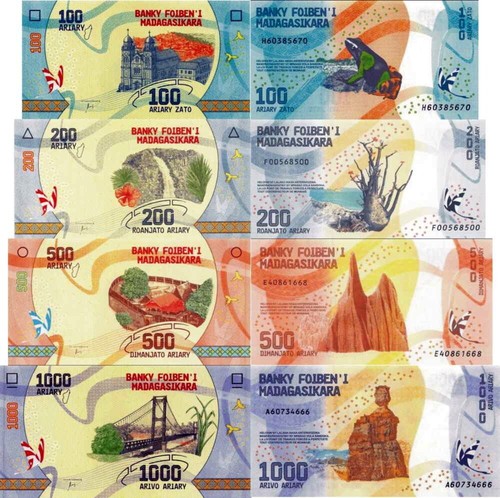 Madagascar lotto 4 banconote - madagascar,