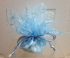 20pz Velo Organza Quadro Celeste con Rete Spider e Tirante Nascita Comun 092A