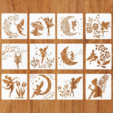 12 Pezzi Stencil per Pittura Fata, Angelo Luna Fiore Stencil Muro Riutilizzabile