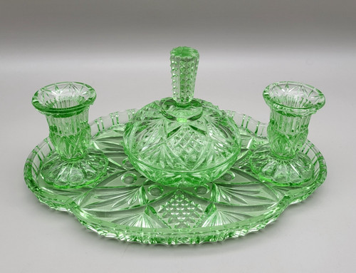 Green glass dressing - green, table