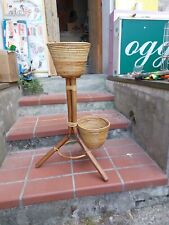 Portavasi di Design per Piante Da Interno In Legno/bamboo intrecciato Vintage