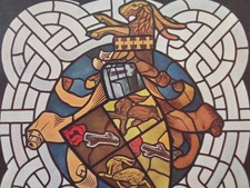 1920 ca. Liberty Art Noveau Vetrata artistica Stemma '300 di Duilio Cambellotti