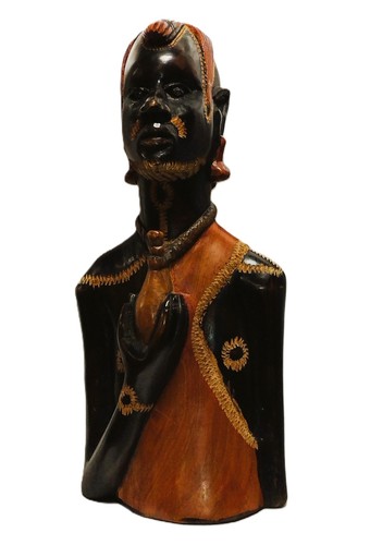 Busto uomo masai legno - busto, in