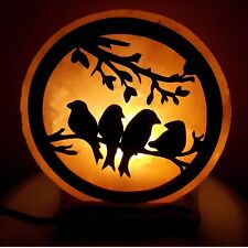 LAMPADA DI SALE ROSA DELL'  HIMALAYA "CON UCCELLINI"