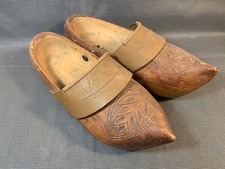 Antica Coppia Zoccolo IN Legno Déco Chalet Montagna Savoia Arte Popolare 19ème