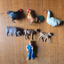 Figure animali e contadini vintage fattoria 7x materiali misti 3 plastica dura Bergen