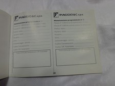LIBRETTO GARANZIA IN BIANCO PIAGGIO VESPA CIAO ECC.