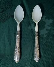 CUCCHIAI PER INSALATA MANICO ARGENTO 800 INNESTI IN OSSO STILE IMPERO ANNI '50s