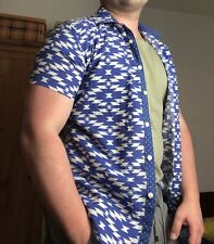 camicia uomo vintage OVS Bianco Blu Fantasia