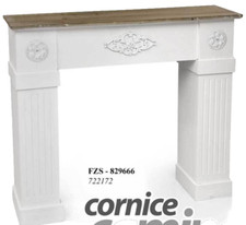 Cornice Camino Finto Legno Caminetto Decorativa BIANCA MARRONE 110*23*H95CM