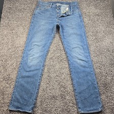 Jeans Levis Premium 501 uomo 33x34 blu linea rossa manica grande E cotone canapa