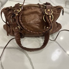 Borsa a tracolla Francesco Biasia in pelle marrone tracolla intrecciata ferramenta ottone usata in ottime condizioni vintage