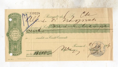 Assegno lire 13500 - assegno,