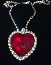 COLLANA  CUORE  CM.4 RUBINO, BRILLANTI, LEGA ARGENTO/ORO BIANCO, CATENA CM45+5