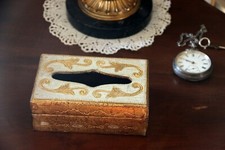 SCATOLA IN LEGNO / DECORATA A MANO ORO / STILE FIORENTINO ANTICO / VINTAGE [10]