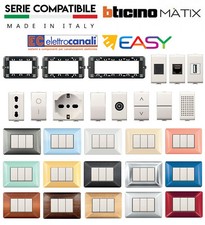 PRESE INTERRUTTORI FRUTTI PLACCHE ELETTROCANALI EASY COMPATIBILE BTICINO MATIX