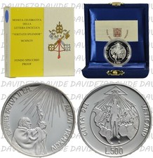 VATICANO 1994 - GIOVANNI PAOLO II - 500 LIRE ARGENTO - VERITATIS SPENDOR - PROOF