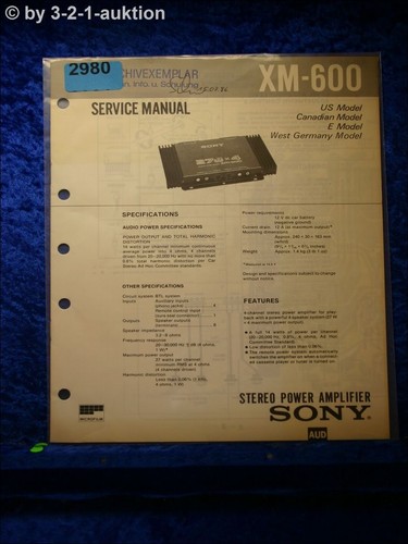 Sony service manual 600 - service, xm