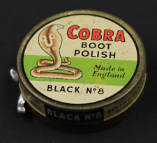 Antica Scatola Latta Pubblicità Inglese Cobra Boot Polish Lucido Scarpe Nero N°8
