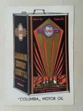 CARTOLINA PUBBLICITARIA COLUMBIA MOTOR OIL OLIO LUBRIFICANTE GENOVA MACCHINA 