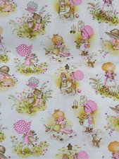 Holly Hobbie and Friends Cotton Fabric Vintage New With Tag  1 yd 24 inch