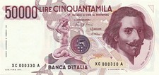 388) Lire 50,000 Bernini 1st