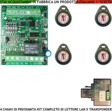 CHIAVE ELETTRONICA PROSSIMITÀ SICUREZZA KIT 4 CHIAVI ANTIFURTI AUTOMATISMI 12 VC