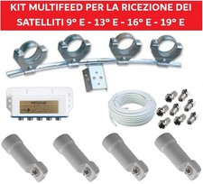 Kit Supporto Staffa Parabola Satellitare Con 4 Illuminatori Convertitore LNB