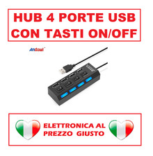 Multipresa USB 2.0 Splitter 4 porte con 4 interruttori sdoppiatore ciabatta nero