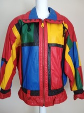 Giacca pelle blu mista vintage