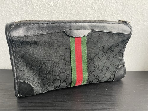 Gucci clutch nera canvas - gucci,
