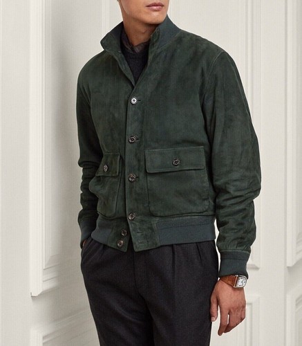Giubbotto pelle bomber verde