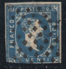 Italia - Sardegna - Sass. n.2h Celeste scuro - cv 4200$ Certificato Cardillo usato