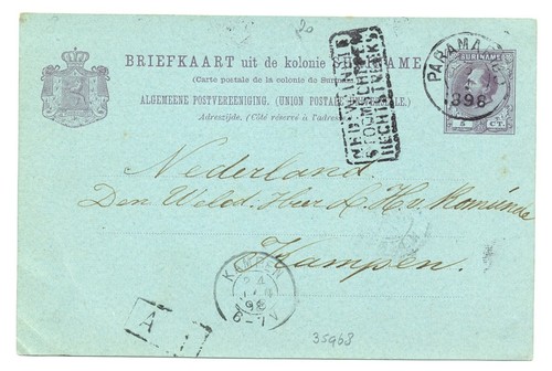 Suriname 1898 card - pm, =