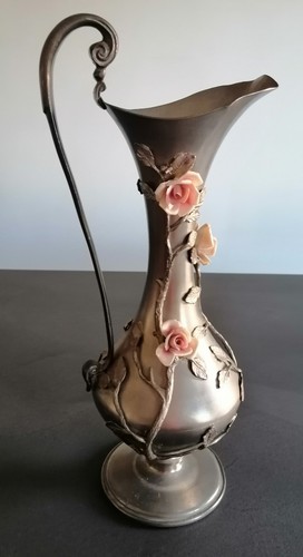 Vaso fiori brocca peltro - vaso,