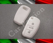 GUSCIO CHIAVE COVER AUDI SILICONE A1 A3 A4 Q1 Q3 Q7 TT gomma bianco portachiavi 