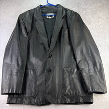 VINTAGE Pelle Cuir uomo XL vera pelle 100% anni 90 cappotto bottoni scollo a V giacca