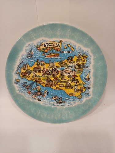 Piatto ceramica sicilia mappa - piatto,