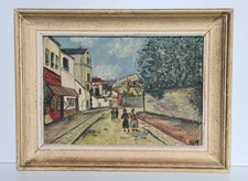 Antico Quadro Olio Su Cartone Firmato G.M (Copia ´ Utrillo) Datato Pasqua 1958