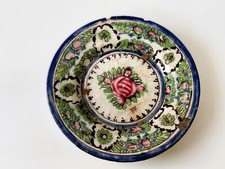 Antico piatto in ceramica silicea, persiano, Iran, XVIII secolo diametro 18,5 cm
