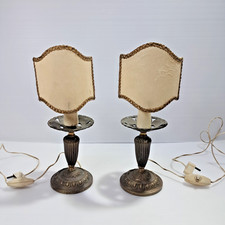 Coppia di lampade abat-jour in bronzo e paralume a clip vintage (2)