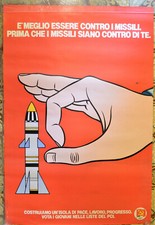 MANIFESTO ORIGINALE PCI PARTITO COMUNISTA ANNI 80 CONTRO LA BASI NATO WHAROL