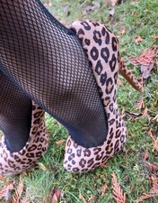 Scarpe donna stiletto taglia UK 4 stampa leopardata plateau tacco alto festa